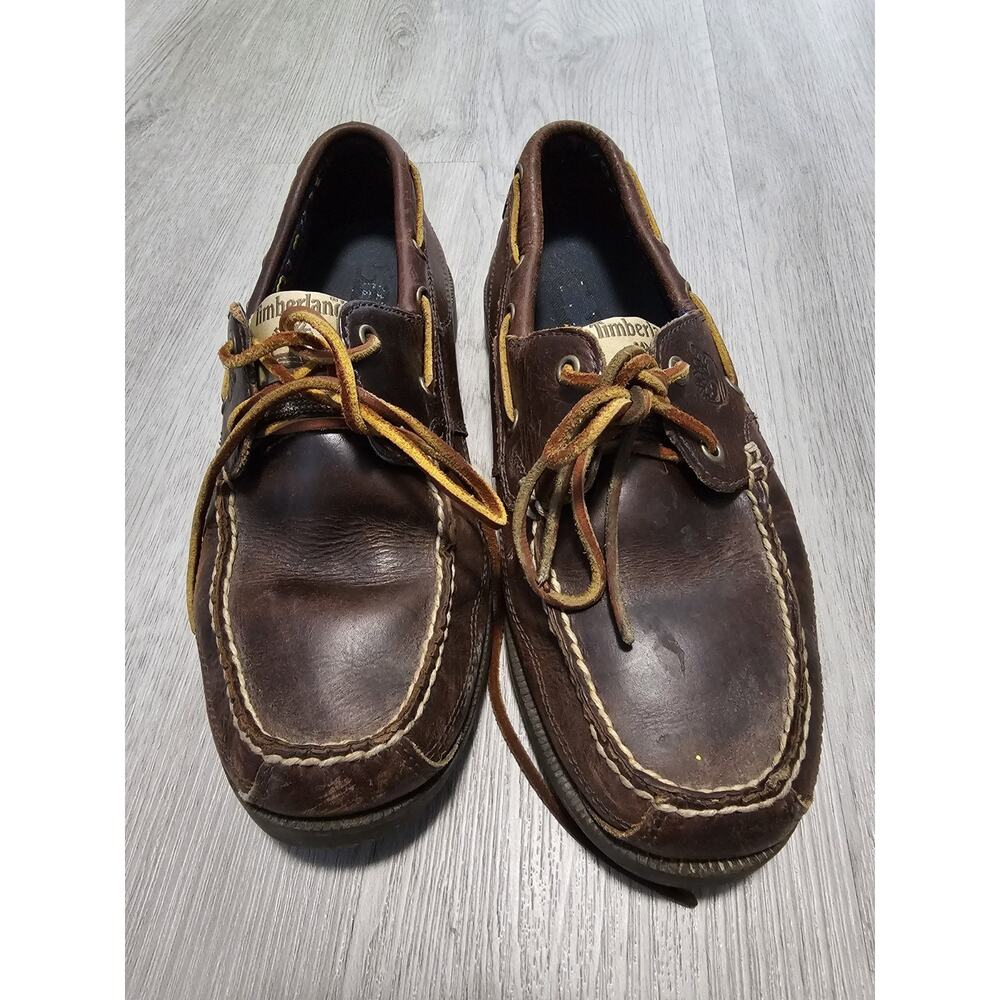 TIMBERLANDS Earth Keepers Heritage 2 Eye Boat Shoes Mens 8.5 Brown Leather